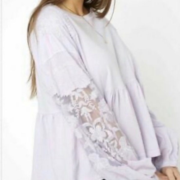 Free People Lilac Lace Penny Shirt small - Picture 5 of 9